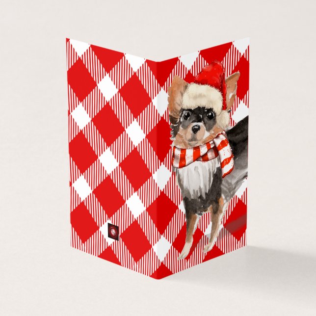 Chihuahu Weihnachtshund Karierter Urlaub Rot und W (Vorderseite)