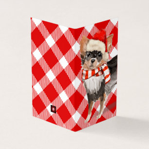 Chihuahu Weihnachtshund Karierter Urlaub Rot und W