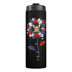 Chihuahua 4. Juli Sonnenblume Patriotic Thermosbecher