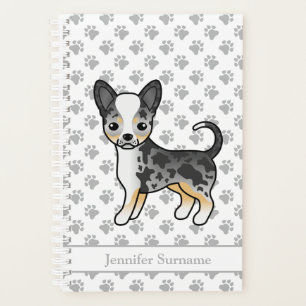 Chihuahua à poil lisse Blue Merle et texte personn