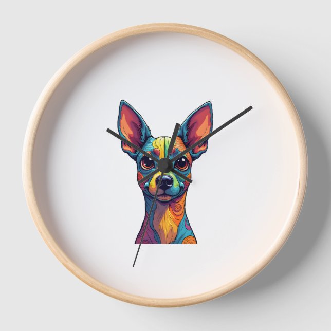Chihuahua  Abstract Painting  Colour  Cute Dog (5) Uhr (Vorderseite)
