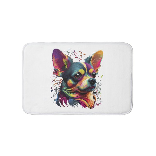 Chihuahua Abstrakte Malerei Farbe Niedlicher Hund Badematte (Vorderseite)