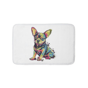 Chihuahua Abstrakte Malerei Farbe Niedlicher Hund Badematte
