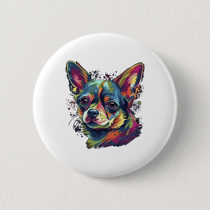 Chihuahua Abstrakte Malerei Farbe Niedlicher Hund Button