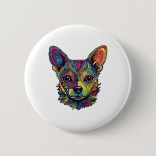 Chihuahua Abstrakte Malerei Farbe Niedlicher Hund Button