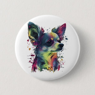 Chihuahua Abstrakte Malerei Farbe Niedlicher Hund Button