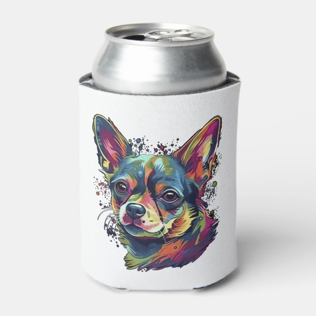 Chihuahua Abstrakte Malerei Farbe Niedlicher Hund Dosenkühler (Kanne Vorderseite)