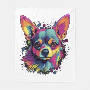 Chihuahua Abstrakte Malerei Farbe Niedlicher Hund Fleecedecke