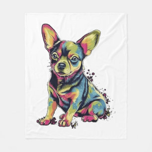 Chihuahua Abstrakte Malerei Farbe Niedlicher Hund Fleecedecke
