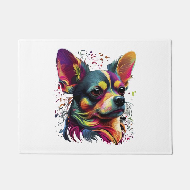 Chihuahua Abstrakte Malerei Farbe Niedlicher Hund Fußmatte (Vorderseite)