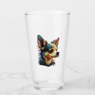 Chihuahua Abstrakte Malerei Farbe Niedlicher Hund Glas
