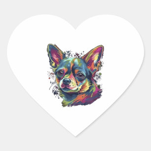 Chihuahua Abstrakte Malerei Farbe Niedlicher Hund Herz-Aufkleber