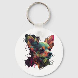 Chihuahua Abstrakte Malerei Farbe Niedlicher Hund Schlüsselanhänger
