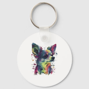 Chihuahua Abstrakte Malerei Farbe Niedlicher Hund Schlüsselanhänger