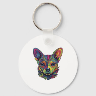 Chihuahua Abstrakte Malerei Farbe Niedlicher Hund Schlüsselanhänger