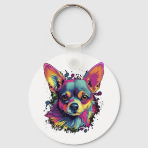 Chihuahua Abstrakte Malerei Farbe Niedlicher Hund Schlüsselanhänger