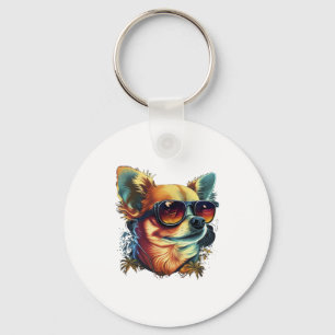 Chihuahua Abstrakte Malerei Farbe Niedlicher Hund Schlüsselanhänger