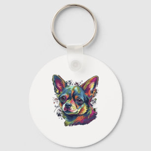 Chihuahua Abstrakte Malerei Farbe Niedlicher Hund Schlüsselanhänger
