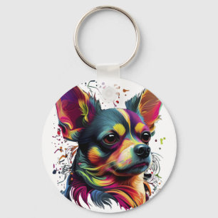 Chihuahua Abstrakte Malerei Farbe Niedlicher Hund Schlüsselanhänger