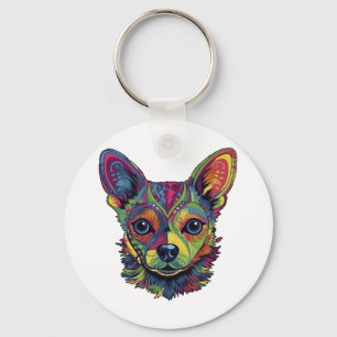 Chihuahua Abstrakte Malerei Farbe Niedlicher Hund Schlüsselanhänger