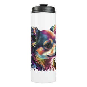 Chihuahua Abstrakte Malerei Farbe Niedlicher Hund Thermosbecher