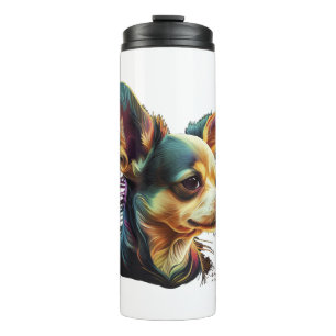 Chihuahua Abstrakte Malerei Farbe Niedlicher Hund Thermosbecher