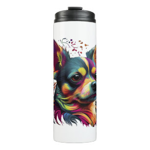 Chihuahua Abstrakte Malerei Farbe Niedlicher Hund Thermosbecher