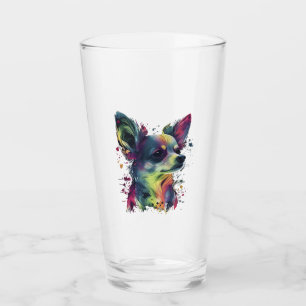 Chihuahua Abstrakte Malerei Farbe Süßer Hund Glas