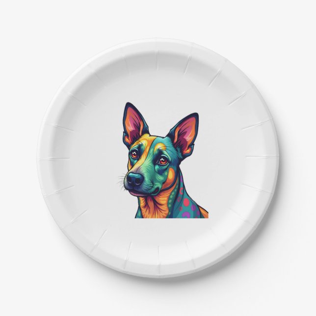 Chihuahua Abstrakte Malerfarbe Niedlicher Hund (3) Pappteller (Vorderseite)