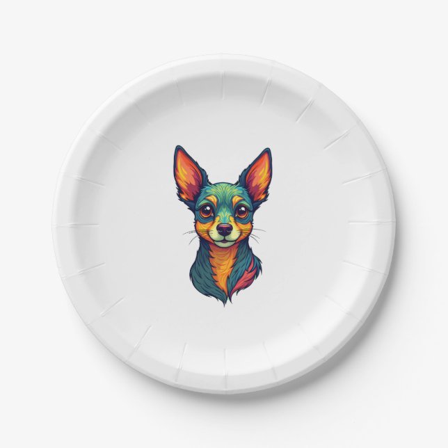 Chihuahua Abstrakte Malerfarbe Niedlicher Hund (4) Pappteller (Vorderseite)