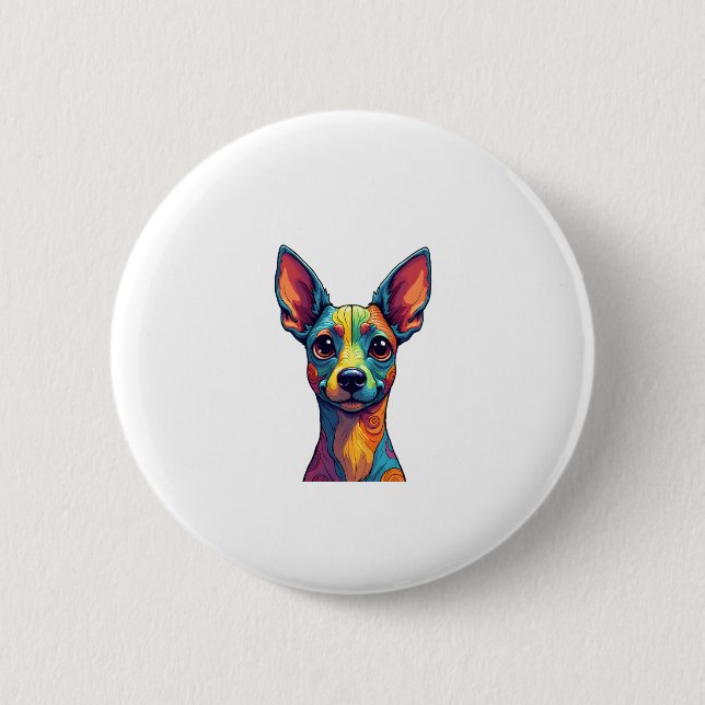 Chihuahua Abstrakte Malerfarbe Niedlicher Hund (5) Button (Vorderseite)