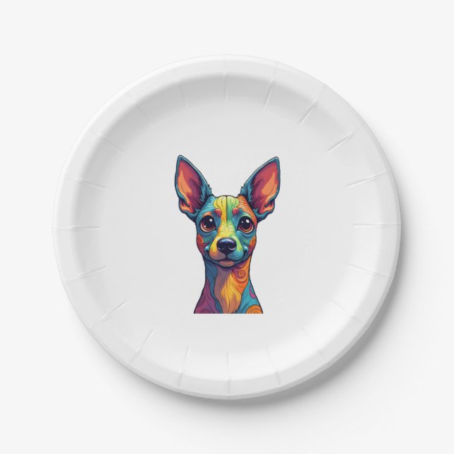 Chihuahua Abstrakte Malerfarbe Niedlicher Hund (5) Pappteller (Vorderseite)