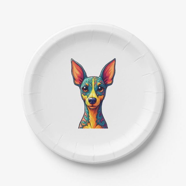 Chihuahua Abstrakte Malerfarbe Niedlicher Hund (6) Pappteller (Vorderseite)