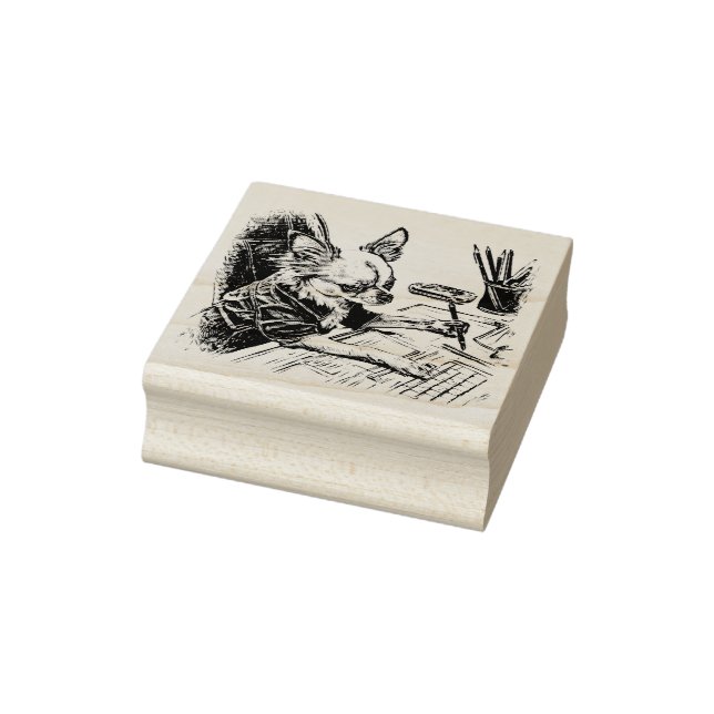 Chihuahua Artist No. 4 Rubber Briefmarke Gummistempel (Stempel)