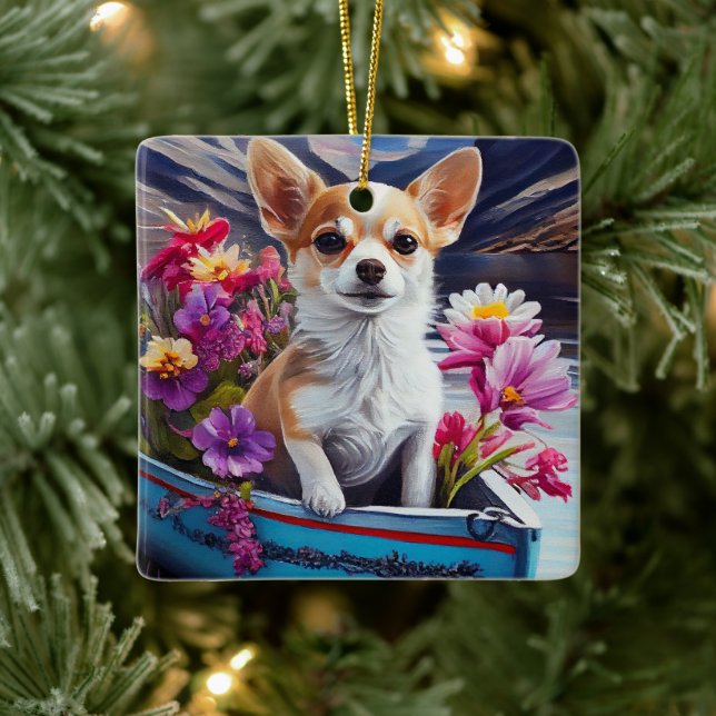 Chihuahua auf dem Paddle: Ein Landschaftliches Abe Keramikornament (Baum)