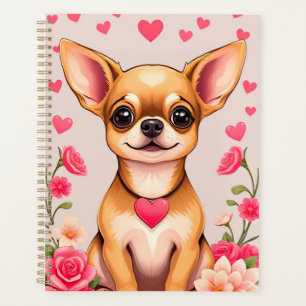 Chihuahua avec motif de cœur et éléments floraux