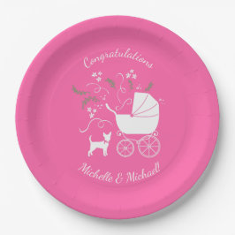 Chihuahua Babydusche Welpe Dog Pink Girl Pappteller