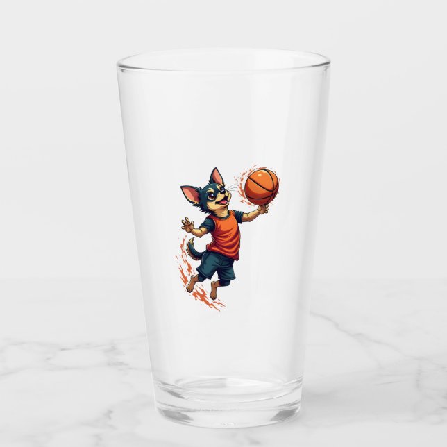 Chihuahua  Basketball  Player  Sport  Dunk  Glas (Vorderseite)
