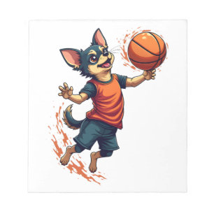 Chihuahua Basketballspieler Sport Dunk Notizblock