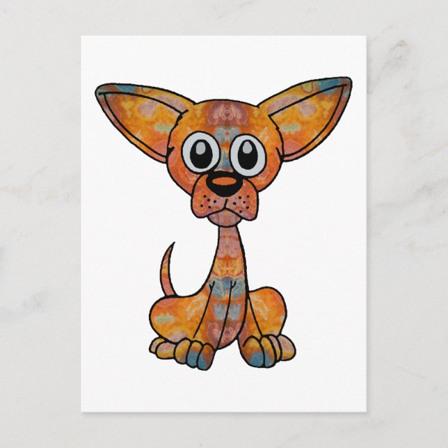 Chihuahua Batik Postkarte (Vorderseite)