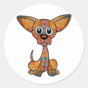 Chihuahua Batik Runder Aufkleber