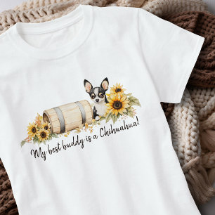 Chihuahua Best Buddy Sunflower Wassercolor T-Shirt