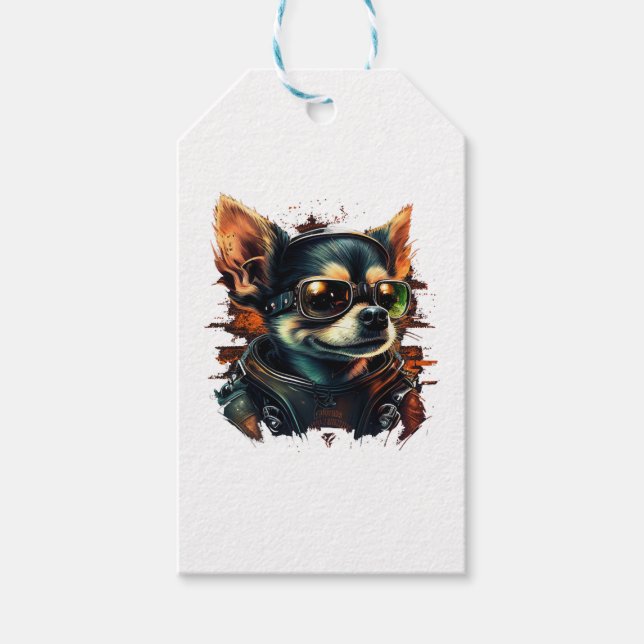 Chihuahua Biker Motorcyer Riding Dog Vater Geschenkanhänger (Vorderseite)