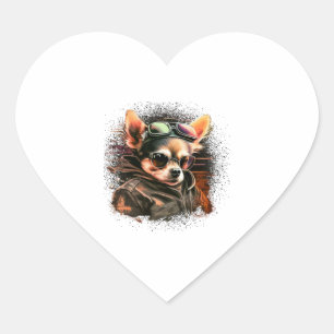Chihuahua Biker Motorcyer Riding Dog Vater Herz-Aufkleber