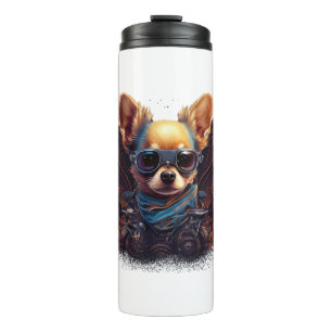 Chihuahua Biker Motorcyer Riding Dog Vater Thermosbecher