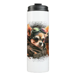 Chihuahua Biker Motorcyer Riding Dog Vater Thermosbecher