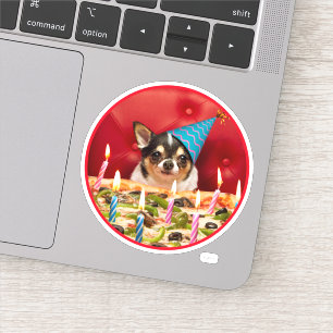 Chihuahua Birthday Pizza Pizza Aufkleber