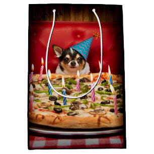 Chihuahua Birthday Pizza Pizza Mittlere Geschenktüte
