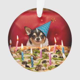 Chihuahua Birthday Pizza Pizza Ornament
