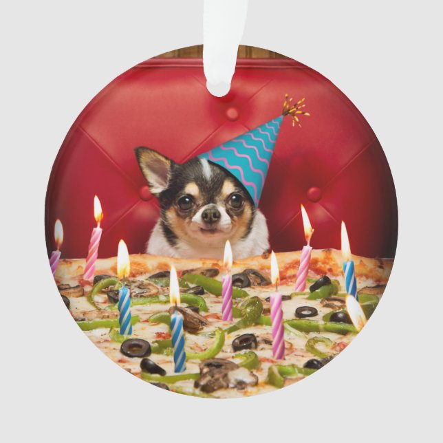 Chihuahua Birthday Pizza Pizza Ornament (Vorderseite)